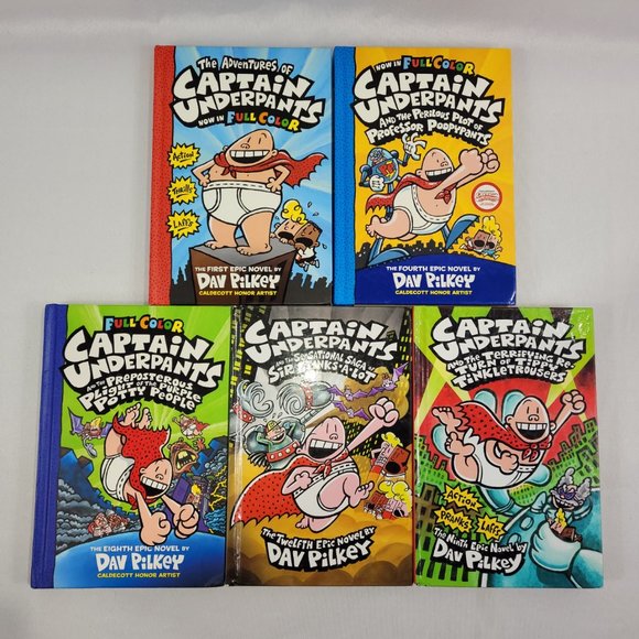 Dav Pilkey Captain Underpants 5 Hardcover Book Lot Children's Superhero Comics - Picture 2 of 2